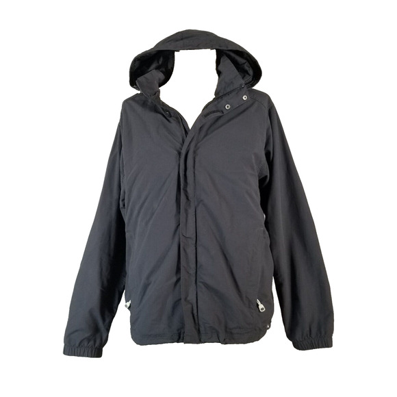 LL Bean windbreaker jacket men's large black hooded outdoor lined - Picture 1 of 7
